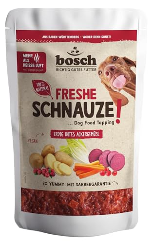 Bosch Freshe Schnauze - Erdig rotes Ackergemüse 1 x 200 g | Topping für Hundefutter | Für Trockenfutter und Nassfutter geeignet | mit frischer Rote Bete, Karotten, Kartoffeln & Hagebutten von bosch TIERNAHRUNG