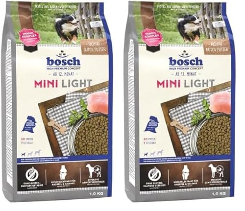 Bosch HPC Mini Light | Hundetrockenfutter für übergewichtige Hunde Kleiner Rassen (bis 15 kg) | 1 x 2.5 kg (Packung mit 2) von bosch TIERNAHRUNG