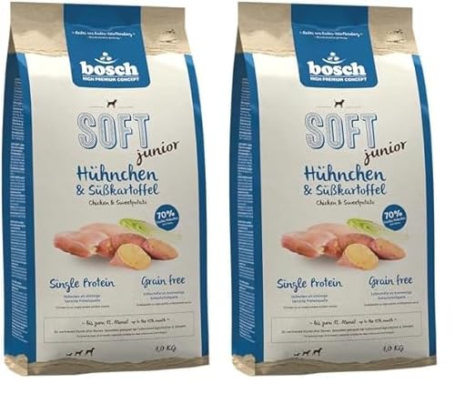 Bosch HPC Soft Junior Hühnchen & Süßkartoffel | halbfeuchtes Hundefutter für wachsende Hunde Aller Rassen | Single Protein | Grain-Free | 1 x 2.5 kg (Packung mit 2) von bosch TIERNAHRUNG