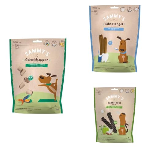 Funktionssnacks Bundle aus Sammy´s Gelenkhappen 2 x 350 g| + Sammy´s Zahnstengel |Kauriegel Snack für Hunde| 2 x 300 g + Sammy´s Zahnriegel Lecker Duftende Kauriegel für Hunde| 2 x 250 g von bosch TIERNAHRUNG