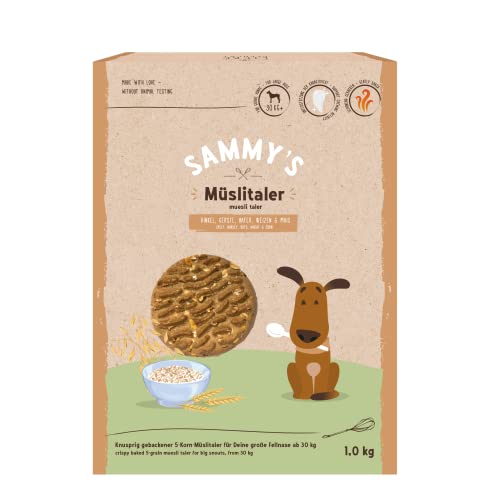 Sammy´s Müslitaler | Knusprig gebackene Hundesnacks |5-Korn-Müslitaler für Deine große Fellnase (ab 30 kg) | 1 kg von bosch TIERNAHRUNG