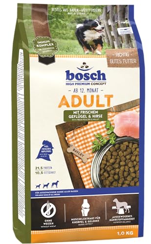 bosch HPC Adult mit frischem Geflügel & Hirse | Hundetrockenfutter für ausgewachsene Hunde aller Rassen | 5 x 1 kg von bosch TIERNAHRUNG