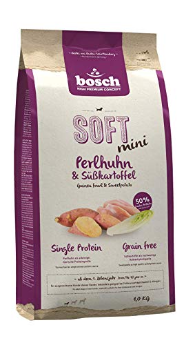 bosch HPC SOFT mini Perlhuhn & Süßkartoffel | halbfeuchtes Hundefutter für ausgewachsene Hunde kleiner Rassen | Single Protein | grain-free | 1 x 1 kg von bosch TIERNAHRUNG