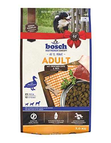 bosch HPC Adult mit Ente & Reis | Hundetrockenfutter für ausgewachsene Hunde aller Rassen | 1 x 3 kg von bosch TIERNAHRUNG