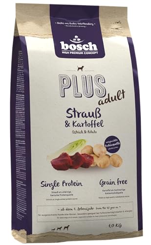 bosch HPC PLUS Adult Strauß & Kartoffel | Hundetrockenfutter für ausgewachsene Hunde aller Rassen | Single Protein | grain-free | 1 x 1 kg von bosch TIERNAHRUNG