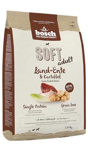 bosch HPC SOFT Land-Ente & Kartoffel | halbfeuchtes Hundefutter für ausgewachsene Hunde aller Rassen | Single Protein | grain-free | 1 x 2.5 kg von bosch TIERNAHRUNG