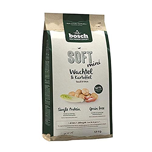 bosch HPC SOFT Mini Wachtel & Kartoffel | halbfeuchtes Hundefutter für ausgewachsene Hunde kleiner Rassen | Single Protein | grain-free | 1 x 1 kg von bosch TIERNAHRUNG