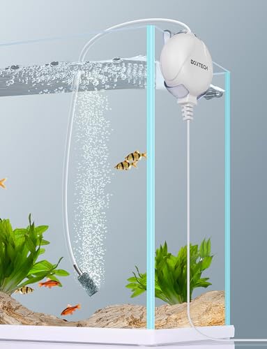 Boxtech Sauerstoffpumpe Mini Leise Aquarium Oxygen Luftpumpe mit Air Stone und Silikonschlauch für Fischbecken und Die Nanoaquarien (Weiß) von boxtech