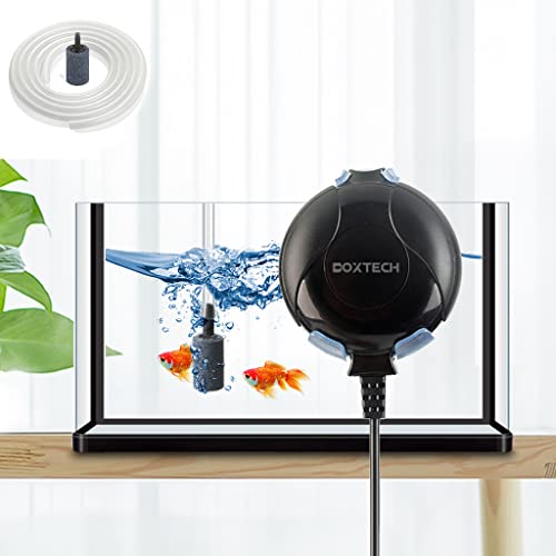 Boxtech Sauerstoffpumpe Mini Leise Aquarium Oxygen Luftpumpe mit Air Stone und Silikonschlauch für Fischbecken und Die Nanoaquarien (schwarz) von boxtech