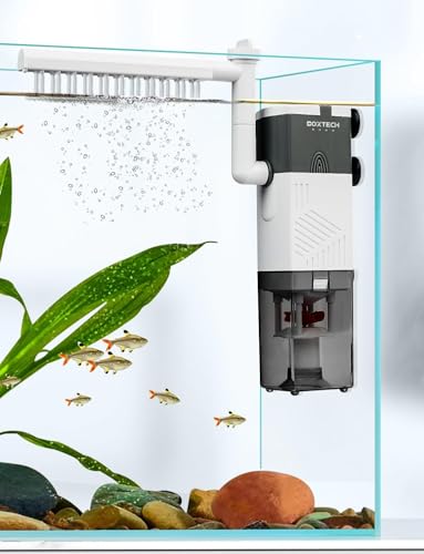 boxtech 4 in 1 Innenfilter für Aquarien, verstellbar mit Sauerstoffpumpe, Filter für Aquarien leise 6 W, 450 l/h, geeignet für Aquarien von 8-17 Gallon (M) von boxtech