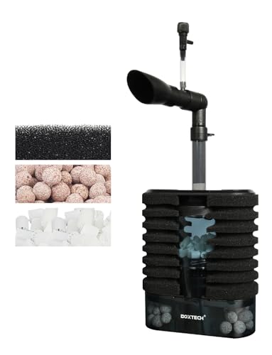 boxtech Filter für Wasserpumpe für Aquarien, einstellbare Durchflussmenge 200 l/h, USB-Schwammfilter, doppellagig, mit Wasserpumpe für Aquarium von 40 bis 60 cm von boxtech