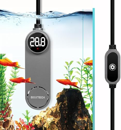 boxtech Aquariumheizung 75 W, Aquariumheizung einstellbar mit LCD-Display, Übertemperaturschutz, Anti-Austrocknung, geeignet für Aquarien von 20-60 l für Fische und Wasserschildkröten von boxtech