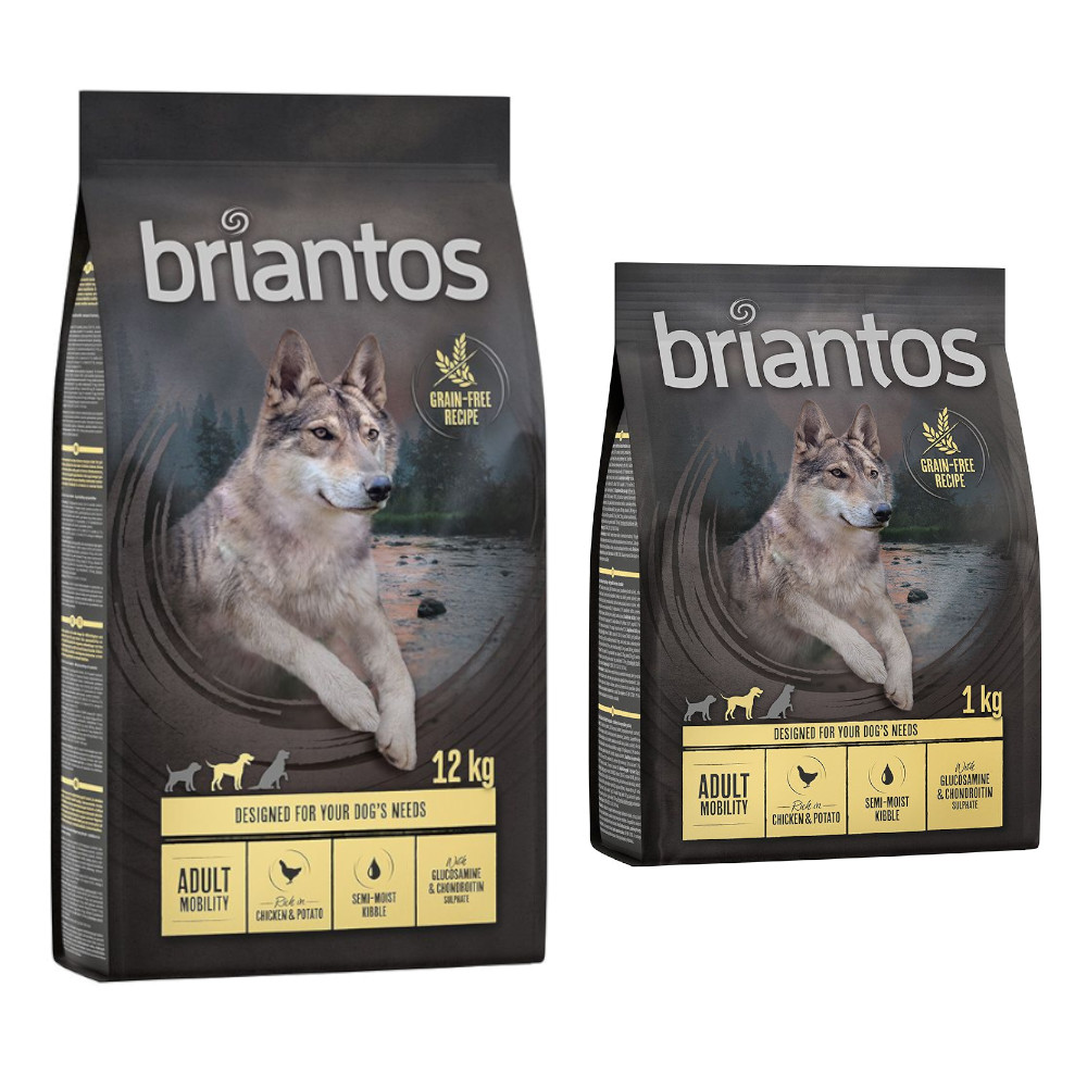 12 + 2 kg gratis! Briantos Adult Mobility Huhn & Kartoffel - GETREIDEFREIE Rezeptur - 12 + 2 kg gratis! von briantos