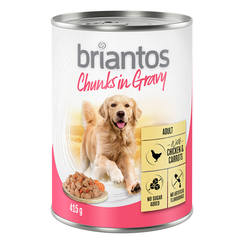 20 + 4 gratis! Briantos Chunks in Gravy 24 x 415 g - Huhn und Karotten von briantos