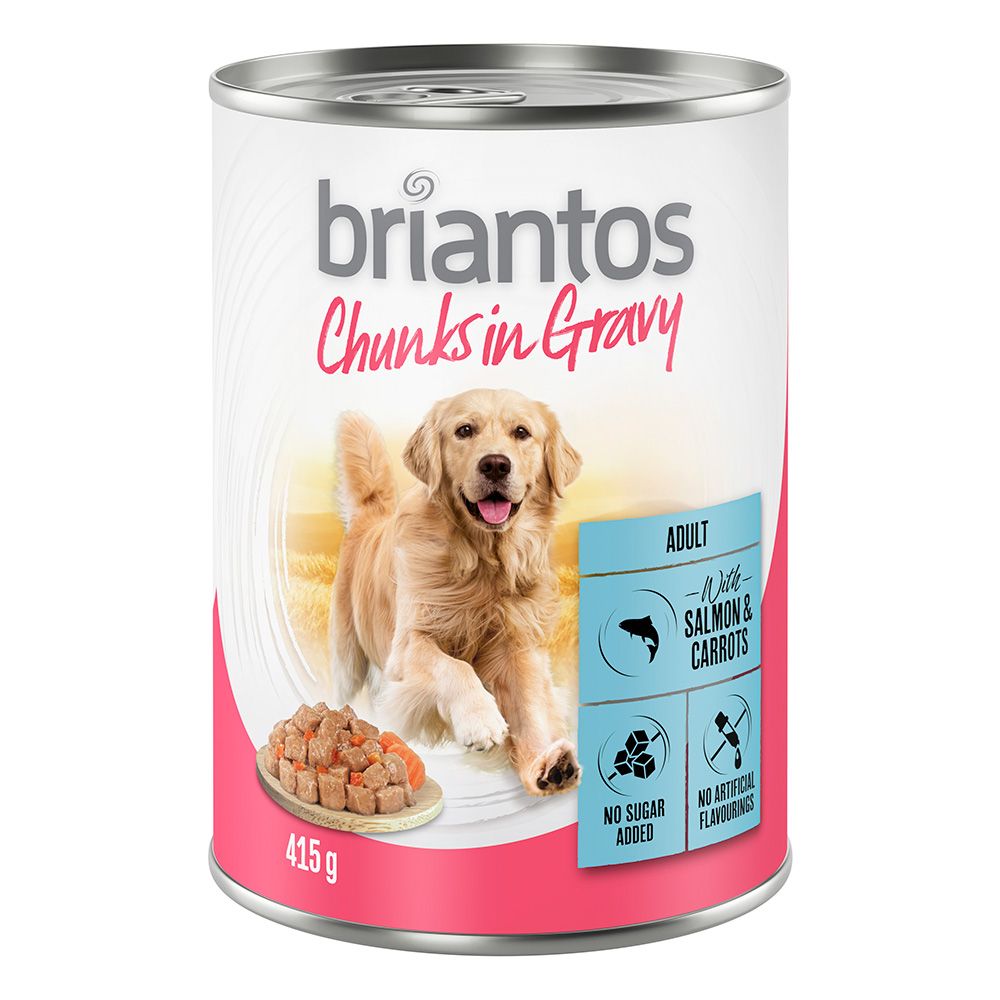 20 + 4 gratis! Briantos Chunks in Gravy 24 x 415 g - Lachs und Karotte von briantos