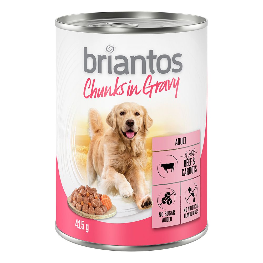 20 + 4 gratis! Briantos Chunks in Gravy 24 x 415 g - Rind und Karotte von briantos