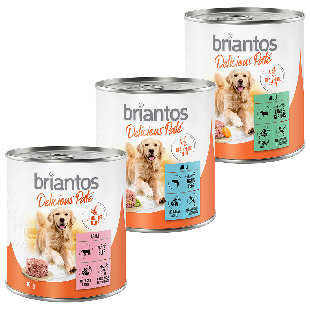 20 + 4 gratis! Briantos Delicious Paté 24 x 800 g - Mix: Fisch, Lamm & Rind von briantos