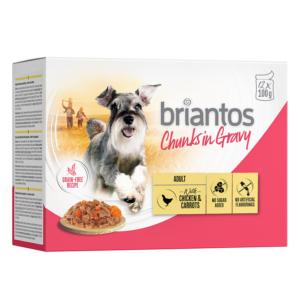 Briantos 48 x 100 g zum Sonderpreis! - Chunks in Gravy Huhn & Karotten von briantos