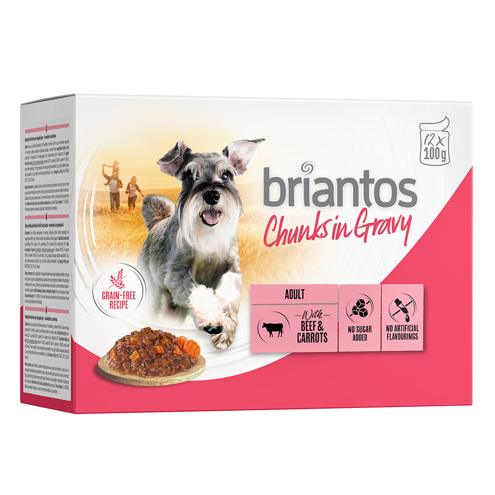 Briantos Chunks in Gravy 12 x 100 g - Rind & Karotten von briantos