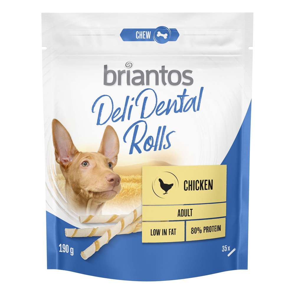 Briantos Deli Rolls Dental ca. 12,7 cm ⌀ 1,7 cm für Hunde  - Sparpaket: 2 x 190 g von briantos