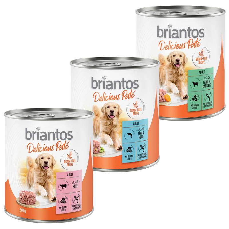 Briantos Delicious Paté 24 x 800 g zum Sonderpreis! - Mix: Fisch, Lamm & Rind von briantos