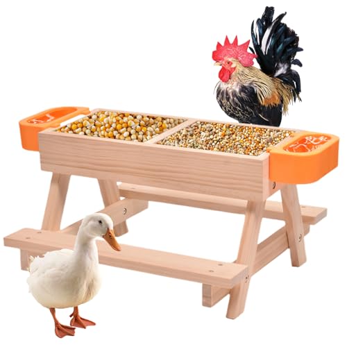 Hühner-Futterstation – Hühner-Futterstation und Bewässerungs-Set | Bewässerungsset mit Holztisch, Geflügelfütterungsausrüstung, Haustierbedarf für Bauernhof, Küken, Ente, Wachtel, Vogel Hühner-Futterstation – Hühner-Futterstation und Bewässerungs-Set | Bewässerungsset mit Holztisch, Geflügelfütterungsausrüstung, Haustierbedarf für Bauernhof, Küken, Ente, Wachtel, Vogel von brooksnaji
