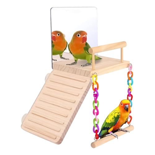 Vogel Sitzstange Stand - Holz Vogel Schaukel Mit Spiegel | Käfigzubehör Und Nagerspielzeug Für Großsittiche Wellensittiche Finken Vogel Sitzstange Stand - Holz Vogel Schaukel Mit Spiegel | Käfigzubehör Und Nagerspielzeug Für Großsittiche Wellensittiche Finken von brooksnaji