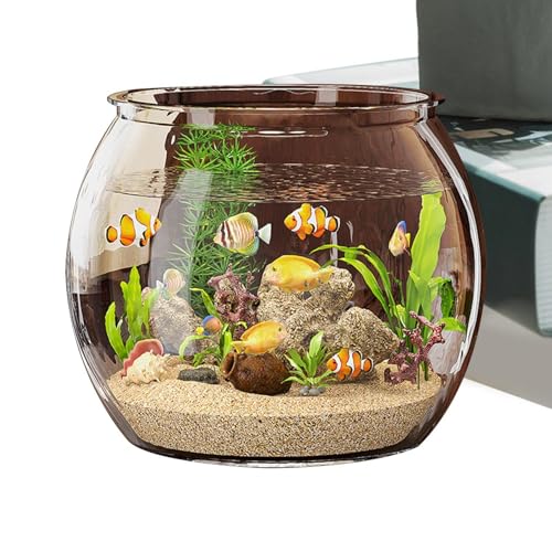 brooksnaji Runder Fischtank, Desktop -Aquarium | Fischaquarium Transparenter Zylinderfischtank | Kompakt Moderne aquatische Tierraumdekoration für Home Tabletop von brooksnaji