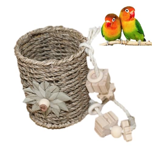 brooksnaji Vogelkäfignest, enhaus | Rattan Habitat Cave,Atmungsaktives kleines Tierhaus für Sitticheet Cockatiel Conure Lovebird Canary Finch von brooksnaji