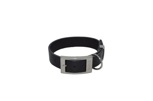 BUB'S Hundehalsband aus Rindsleder, Herkunft Europa, geölt und weich, hohe Festigkeit, pflanzliche Gerbung (Größe M, verstellbar von 31 bis 43 cm, Breite 25 mm, Schwarz) von bub's