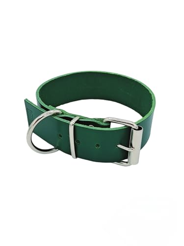 BUB's Hundehalsband aus Rindsleder, Herkunft Europa, weich und widerstandsfähig, pflanzliche Gerbung (Grün, Größe L, verstellbar von 37 bis 46 cm Breite 40 mm) von bub's