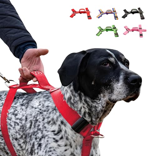 bub's no Pull - Hundegeschirr mit Griff für große Hunde, Anti-Zug-System, Größe des Hals von 43 - 74 cm, Brustumfang 59 - 94 cm, Rot von bub's