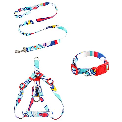 budiniao 3 Teile/Kit Haustier Halsband Leine Print Einstellbar Kleine Große Haustiere Outdoor Walking Geschirr Waschbar Personalisiertes Geschenk, Rosa, 2.5 x 120 cm, XL von budiniao