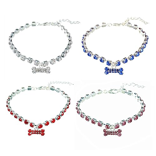 budiniao 4 Stück Haustiere Strass Halsbänder Anhänger Schmuck Halsketten Ornament Choker Zubehör Weihnachten Urlaub Geburtstag, M von budiniao