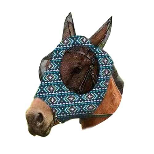 budiniao Atmungsaktive Pferde Gesichtsmaske, Sonnen und Mückenschutz für Pferdefreunde, Stoff Gesichtsschutzausrüstung für Pferde, Dunkelgrün von budiniao