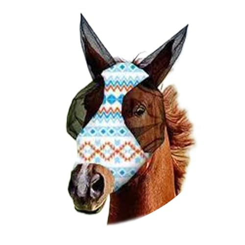 budiniao Atmungsaktive Pferde Gesichtsmaske, Sonnen und Mückenschutz für Pferdefreunde, Stoff Gesichtsschutzausrüstung für Pferde, Weiß von budiniao