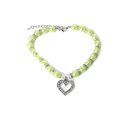 budiniao Halsband für Hunde, sicher, Schnellverschluss, verstellbare Perlenkette, Katzen Halsband, elegante Dekoration, zuverlässiges Haustierzubehör, Gras-Grün von budiniao