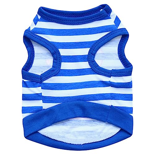 budiniao Kleidung Sommer Westen Kuss Brief Muster Streifen gedruckt Kostüme Bekleidung Mantel Jacke Schönheit für kleine Hunde Teddy, blau, L von budiniao