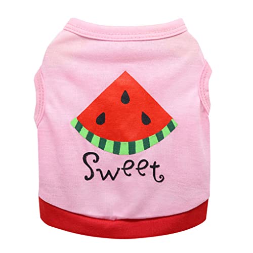 budiniao Kleidung Sommerwesten Wassermelone Buchstabe Freizeit Hoodies Kostüme Rundkragen Bekleidung Haustier Hunde Chihuahua Welpen Bulldogge, Pink Rot, XG von budiniao