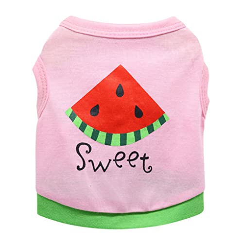 budiniao Kleidung Sommerwesten Wassermelone Buchstabe Freizeit Hoodies Kostüme Rundkragen Bekleidung Haustier Hunde Chihuahua Welpen Bulldogge, Rosa Grün, M von budiniao