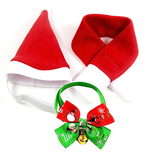 budiniao Santa Hat Bell Scarf Set Haustier Weihnachtskostüme Lustige entzückende Haustiere Zubehör Haushalt Gemütliche Hunde Dekorationen, L von budiniao