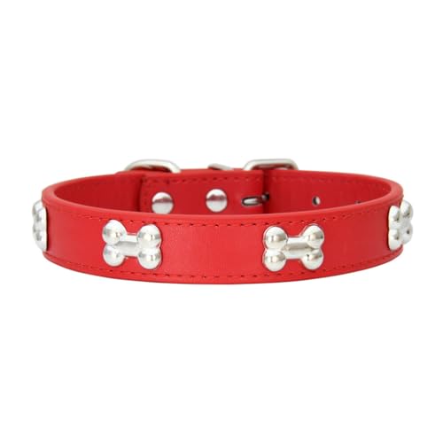 budiniao Stilvolles und langlebiges Halsband für Hunde und Katzen, bequemes Tragen, garantiert PU, PU Katzenhalsband, Hundehalsbänder, Hundehalsband, Rot, 1.5 * 37cm von budiniao