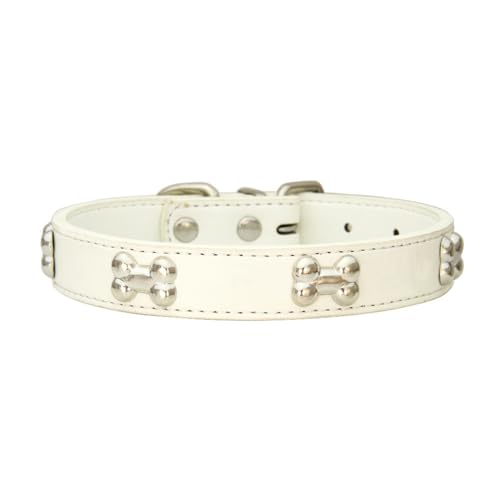 budiniao Stilvolles und langlebiges Halsband für Hunde und Katzen, bequemes Tragen, garantiert PU, PU Katzenhalsband, Hundehalsbänder, Hundehalsband, Weiß, 1.5 * 30cm von budiniao