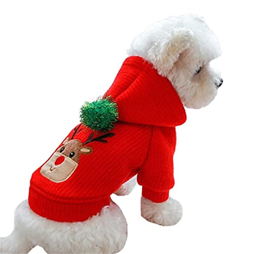 Winterkleidung für Hunde, warm, Plüsch, Weihnachts-Elch-Kleid, Kapuzenpullover, Geschenk, breite Anwendung, geeignet für Reisen, Hundepullover von buleerouy