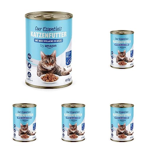 by Amazon Katzen Nassfutter Häppchen mit Seelachs in Gelee, 1 x 415g (Packung mit 5) von by Amazon