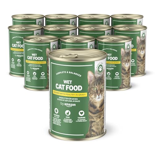 by Amazon Nassfutter für Katzen, Stücke mit Geflügel in Sauce, 12 x 415 g von by Amazon