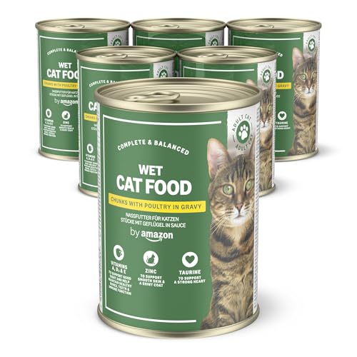 by Amazon Nassfutter für Katzen, Stücke mit Geflügel in Sauce, 6 x 415 g von by Amazon