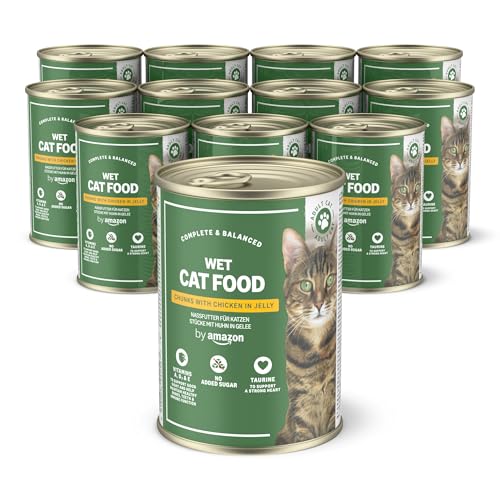 by Amazon Getreidefreies Katzennassfutter, Dose, Huhnstücke in Gelee, 12 x 405 g von by Amazon