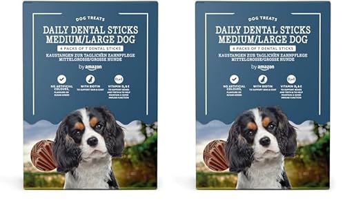 by Amazon - Kaustangen zur Täglichen Zahnpflege - Mittelgroße/Große Hunde, 4x270g (1.08kg) (Packung mit 2) von by Amazon