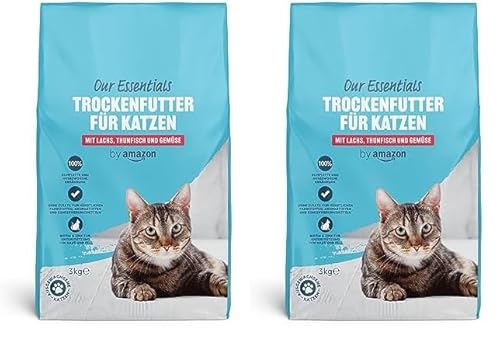 by Amazon Trockenfutter für Katzen, mit Lachs, Thunfisch und Gemüse, 3kg (Packung mit 2) von by Amazon